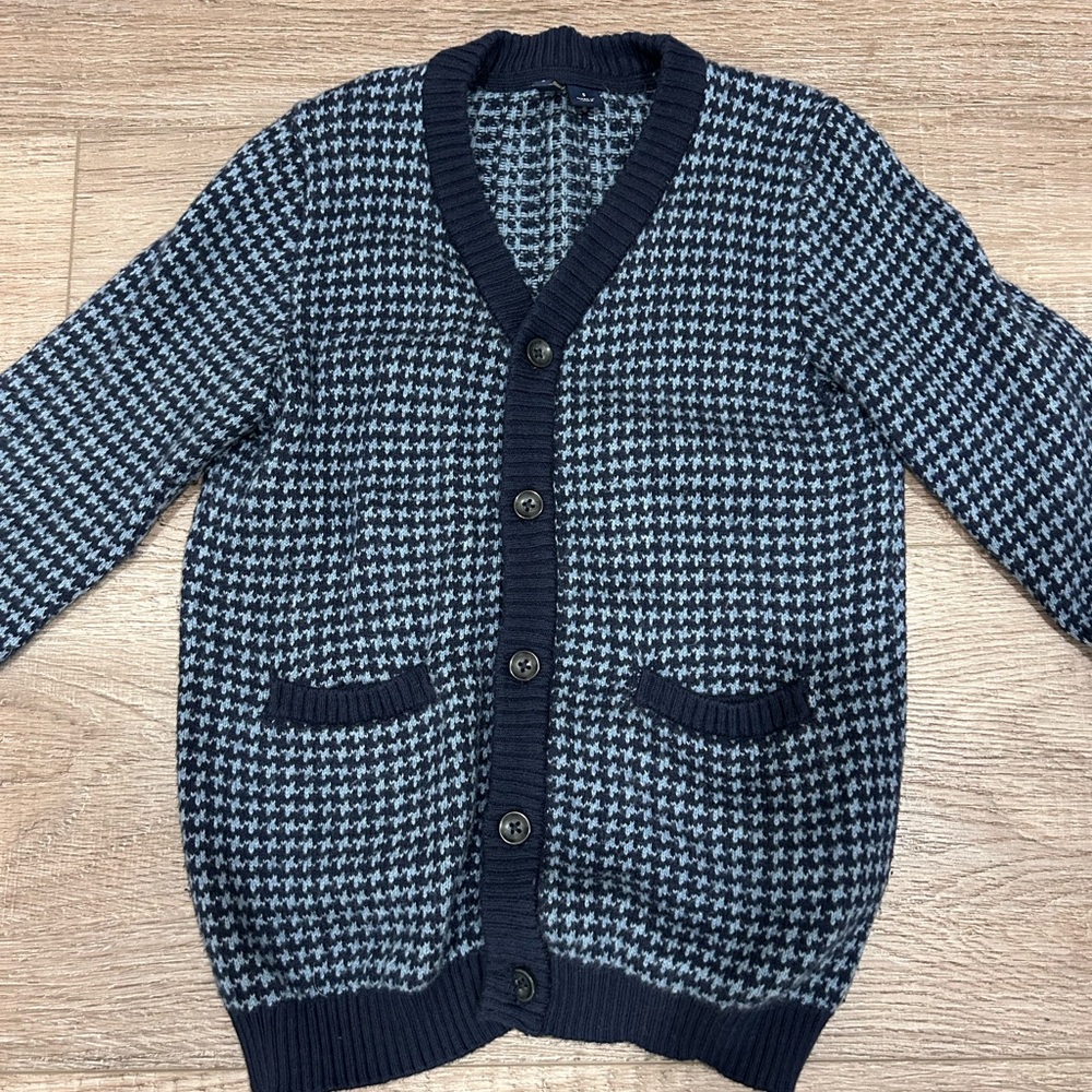 Janie and Jack Navy Houndstooth Sweater Cardigan 5T